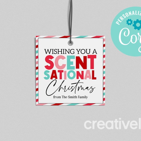 Christmas Gift Tag, Wishing you a SCENTsational Soap Tag, Christmas Party Favor Winter Gift Tag Holiday Gift Idea Editable INSTANT DOWNLOAD