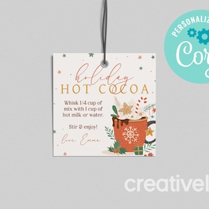 Holiday Hot Cocoa Gift Tag: Editable Christmas Mix Instructions (Digital Download)