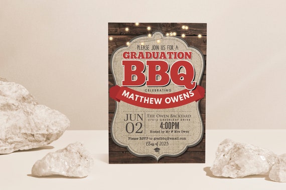 Editable Graduation BBQ Party Invitation (Instant Download)