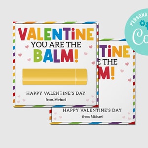 Du bist der Balsam Valentinstag Karte Kinder Klassenzimmer Lippenbalsam Valentine Tag Lippenstift Klasse Freund Valentinstag Karte EDITIERBARER SOFORTIGER DOWNLOAD