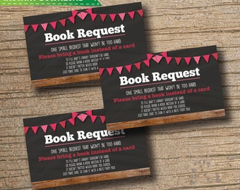 Bring a Book Instead of a Card - Bring a Book Baby Shower Insert - Book Request - Chalkboard Wood / PDF / Instant Download