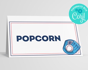 Editable Baseball Food Tents: Rookie Party Buffet Cards (Instant Download)