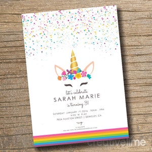 PRINTABLE Unicorn Party Invitation, Unicorn Birthday Invitations, Unicorn Party, Rainbow Unicorn Invitation (Printable)