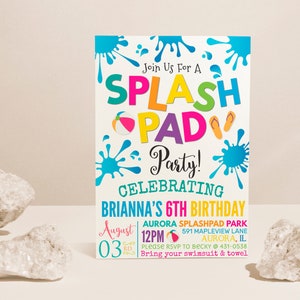 Waterslide Party Invitation, Splash Pad Invitation, Pool Party Invitation, Water Park Invitation, Splash Bash EDITABLE, INSTANT DOWNLOAD