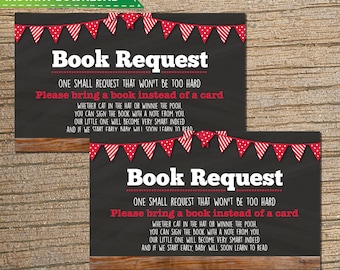 Bring a Book Instead of a Card - Bring a Book Baby Shower Insert - Book Request - Chalkboard Wood / PDF / Instant Download