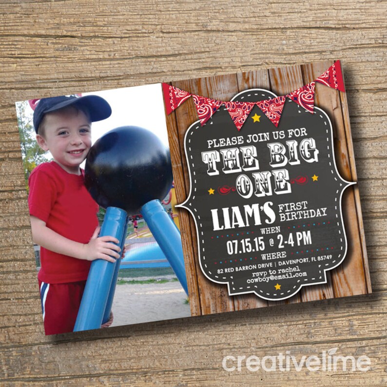 Boys Birthday Party Country Western BBQ Picnic Cowboy Birthday Party Western Boy First Birthday BBQ Party Boy First Birthday Invitation