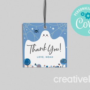 Spooky Ghost Favor Tag Halloween Birthday Decorations Ghost One Two Spooky Halloween Girl Birthday Favour Tag EDITABLE, INSTANT DOWNLOAD