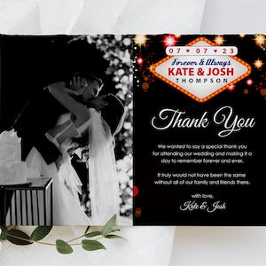 Biglietto di ringraziamento per matrimonio a Las Vegas, legato al nodo a Las Vegas, modello digitale per foto di matrimonio a Las Vegas, DOWNLOAD immediato modificabile