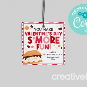 Sie machen Valentinstag S&#39;more Fun Geschenkanhänger Schule Valentinstag behandelt Lehrer Mitarbeiter Kunde Schüler Valentinstag Valentinstag Karte EDITIERBARER SOFORTIGER DOWNLOAD