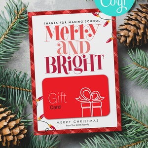 Editable Christmas Gift Card Holder, Teacher Gift (Digital Download)