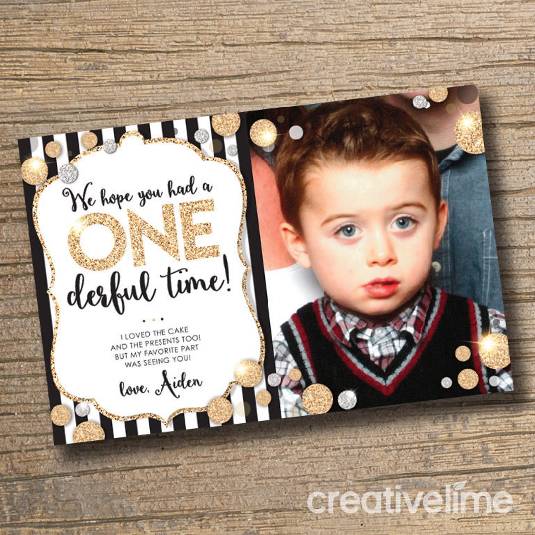 PRINTABLE 1st Birthday Thank You Card, Mr Onederful Thanks, Onederful