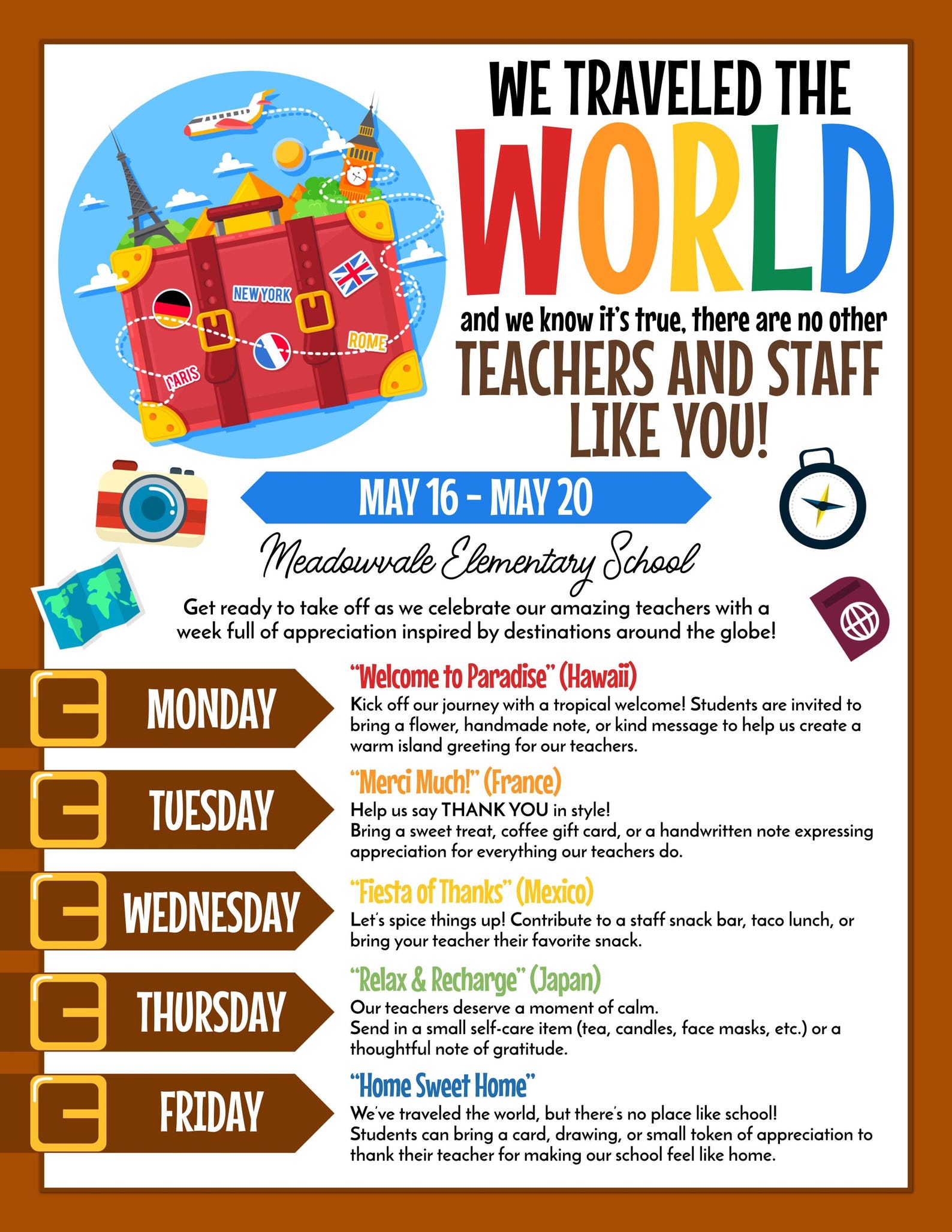 Teacher Appreciation Week Flyer | Around the World Theme, Editable ...