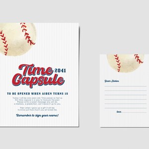 Baseball Birthday Time Capsule Card and Sign, Little Rookie, All Star, Sports, Vintage Baseball Party Game Digital EDITABLE INSTANT DOWNLOAD