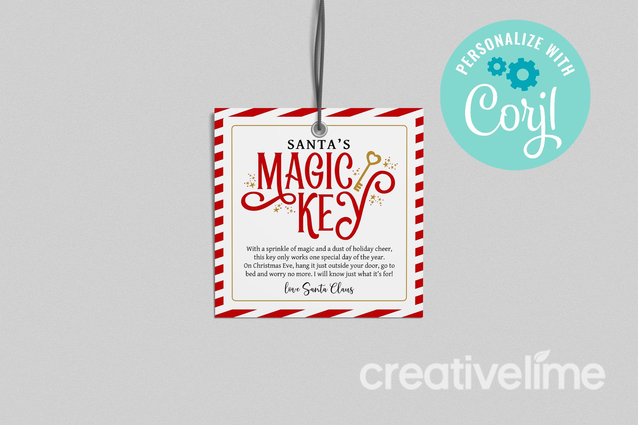 Magic Notes Tags Santa's Magic Key Tag: Christmas Eve Keepsake (editable, Instant ...
