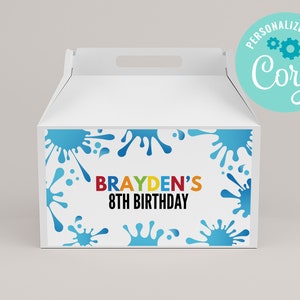 EDITABLE, INSTANT DOWNLOAD Splash Gable Box Favor Label, Waterslide Party, Splash Pad, Waterslide Pool Birthday, Pool Waterslide Labels