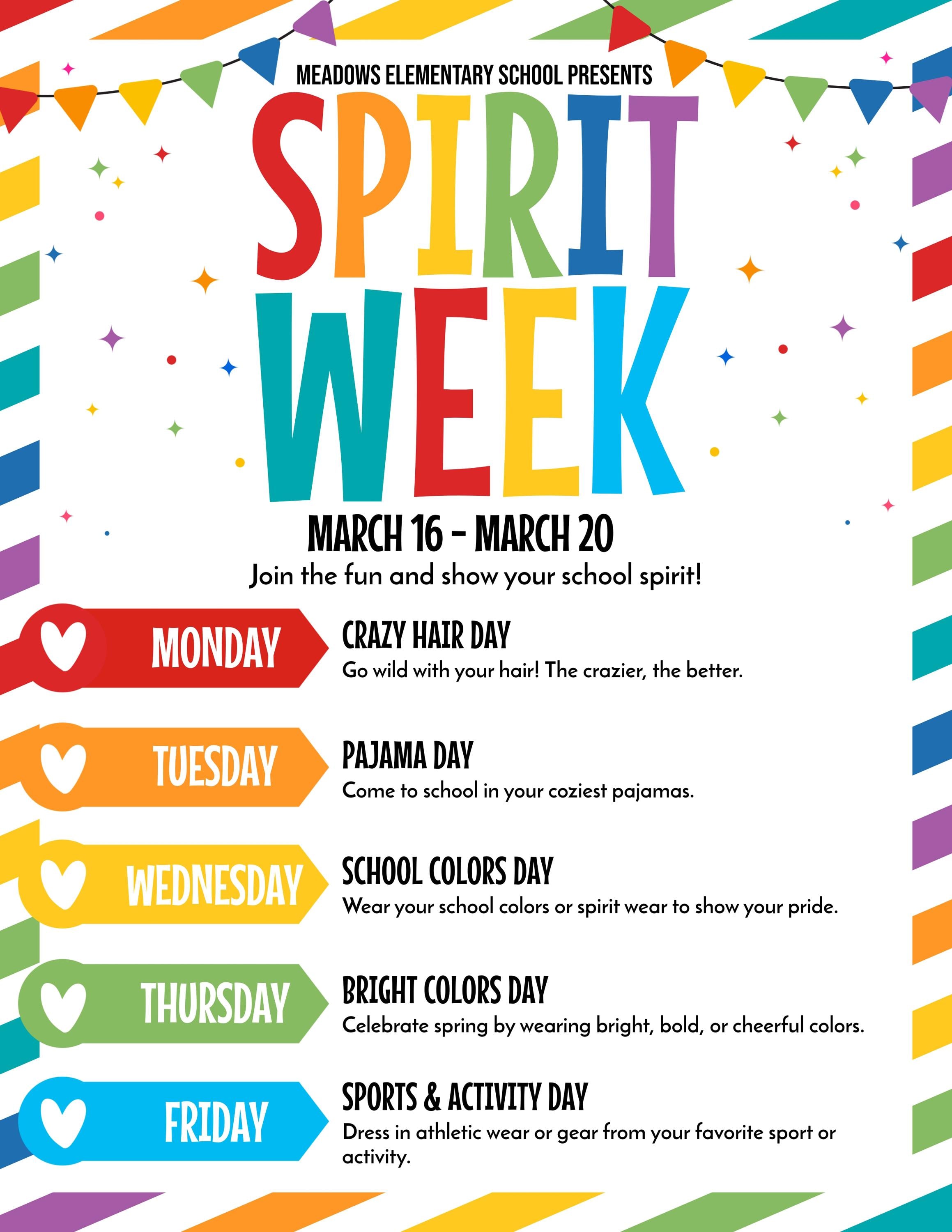 Spring Spirit Week Examples Spring Spirit Week Flyer | School Dress-up Days (editable in Corjl) - Etsy