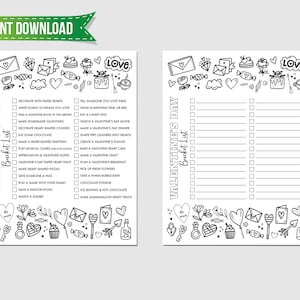 Valentine's Day Bucket List Printable, Valentine Bucket List Template, Bucket List Activities ...