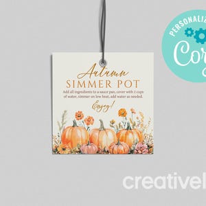 Geschenkanhänger für Herbst-Dufttopf, Anleitung für Herbst-Dufttopf, Kürbis-Geschenkanhänger für Herbst, druckbarer Topf-Potpourri-Anhänger, Geschenk für Gastgeber zu Thanksgiving