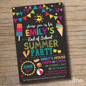 End of School Pool Party Invitation, End of School Bash, Summer Party Invitation, Pool Party Invite, Summer Invitation (Printable)