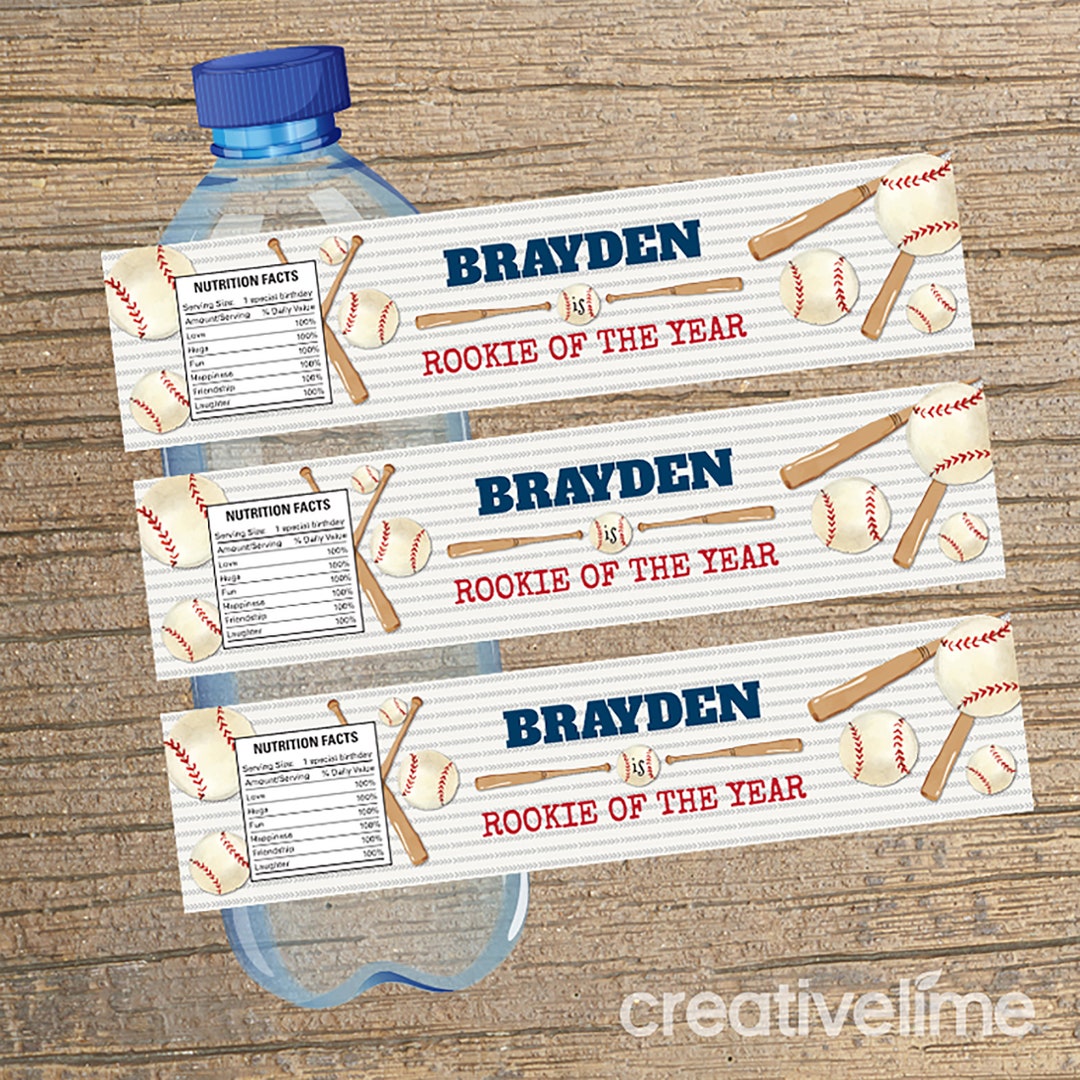 Baseball Water Bottle Labels, Baseball Party, Baseball Birthday