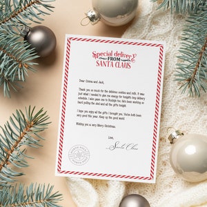Carta editable de Papá Noel, carta imprimible del Polo Norte, carta de Nochebuena, carta de agradecimiento a Papá Noel DESCARGA INMEDIATA EDITABLE
