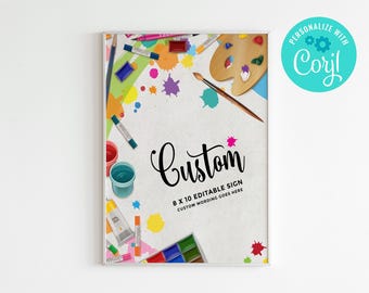 Art Party Sign: Painting, Pottery Birthday (8x10, Editable, Instant Download)