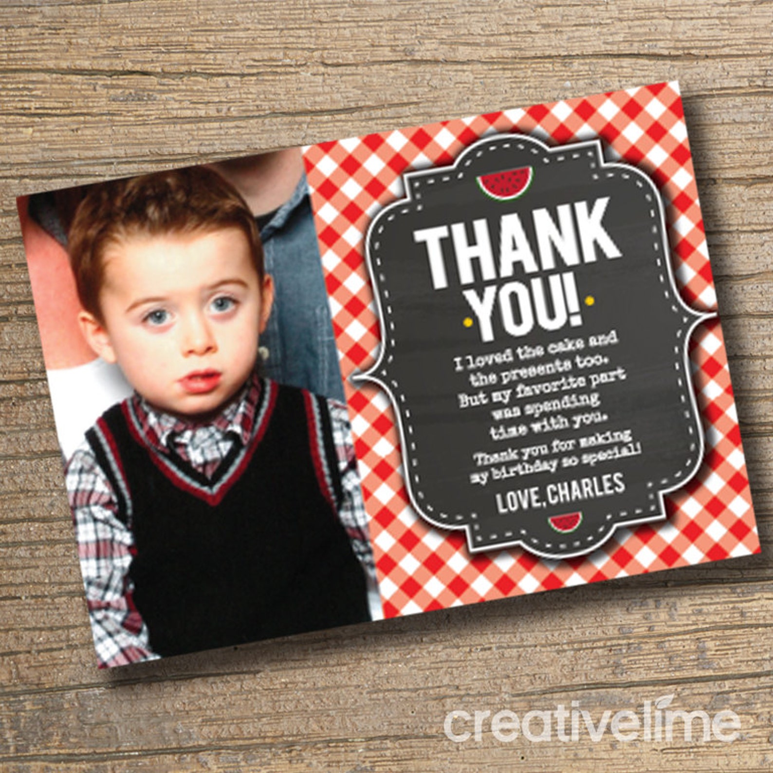 PRINTABLE Picnic Birthday Party Thank You Card Picnic Party Etsy