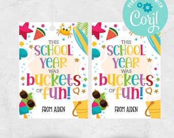 Buckets of Fun Gift Tag: Editable Summer Kids Tag (Instant Download)