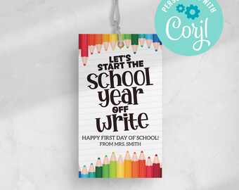 Welcome Back to School Gift Tag, Printable Pencil Design (Editable, Instant Download)