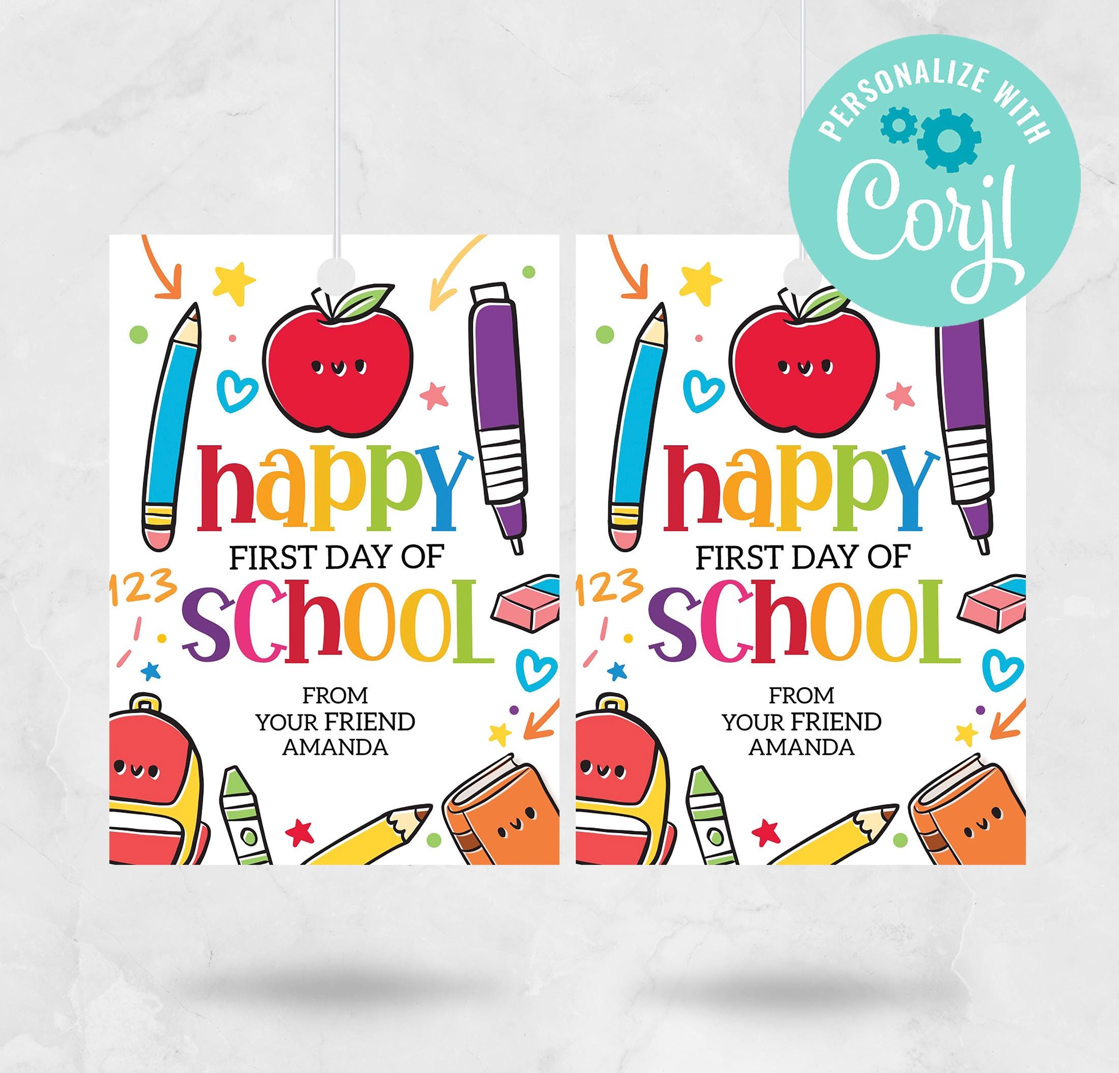 Personalisierter Schulanfang Geschenkanhänger: Druckbare Corjl Vorlage (Digitaler Download