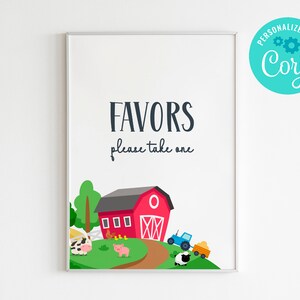 Editable Farm Birthday Sign: Tractor, Animals, 8x10 (Digital Corjl Template)