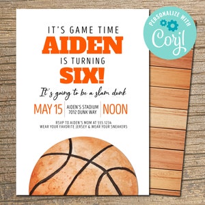 Basketball Birthday Party Invitation, Basketball Party, Basketball, Sport Birthday Invite, Sports Party, Any Age EDITABLE, INSTANT DOWNLOAD