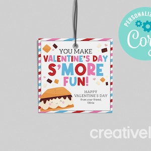 Sie machen Valentinstag S&#39;more Fun Geschenkanhänger Schule Valentinstag behandelt Lehrer Mitarbeiter Kunde Schüler Valentinstag Valentinstag Karte EDITIERBARER SOFORTIGER DOWNLOAD