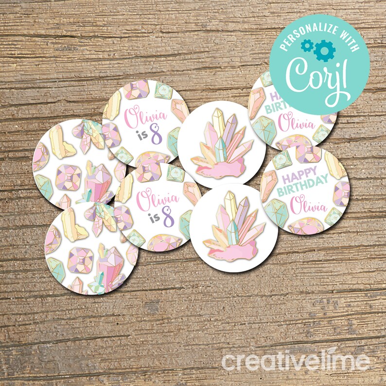 EDITABLE INSTANT DOWNLOAD Crystal Party Cupcake Toppers Etsy