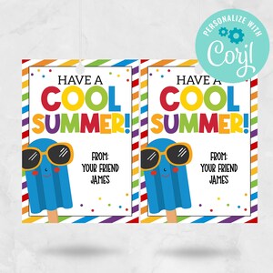 Étiquette-cadeau dernier jour d'école Étiquette dernier jour d'école Cadeaux de fin d'année scolaire Restez au frais étiquette de faveur Ice Pop Imprimable Modifiable TÉLÉCHARGEMENT IMMÉDIAT