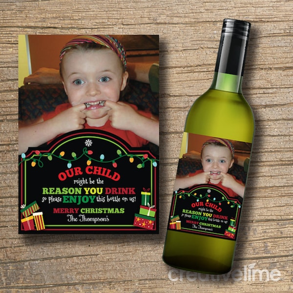 Christmas Teacher Wine Label Digital, Christmas Teacher Gifts, Personalized Teacher Gift, Wine Holiday Bottle Label, Wine Label (Printable)