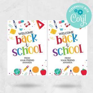 Welcome Back to School Gift Tag, First Day of School, School Supplies Teacher Student Classmate Back to School Tag EDITABLE INSTANT DOWNLOAD
