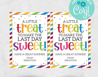End of School Treat Tags, Summer Gift for Students (Editable, Printable)
