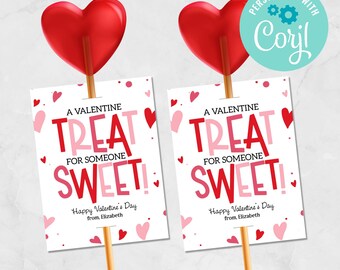 Editable Valentine Lollipop Holder, Valentine Sucker Card, Classroom Valentine, Valentine Candy Holder, Kids School Valentine Treat Tag