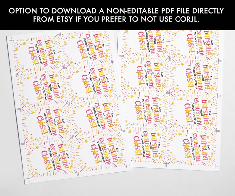 Editable Back to School Gift Tag: Bursting With Excitement (instant ...