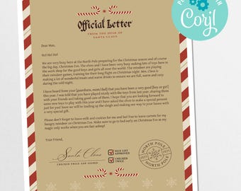 Lettre modifiable du père Noël : liste imprimable Nice Pôle Nord (téléchargement instantané)