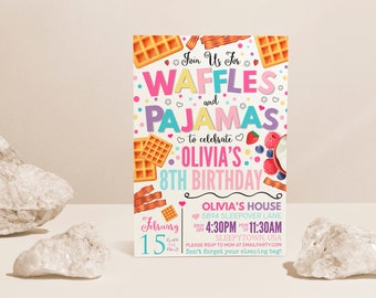 Waffle & Pajama Birthday Invitation: Editable Party Invite (INSTANT DOWNLOAD)