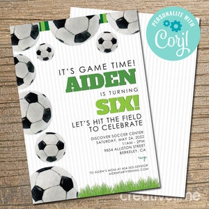 Soccer Birthday Party Invitation, Soccer Party, Soccer Invitation, Sport Birthday Invite, Sports Party, Any Age EDITABLE, INSTANT DOWNLOAD