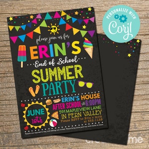 End of School Pool Party Invitation, End of School Bash, Summer Party Invite, Pool Party Invite, Last Day School EDITABLE, INSTANT DOWNLOAD