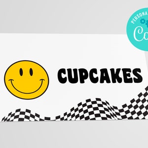 BEWERKBAAR, INSTANT DOWNLOAD One Happy Dude Voedseltenten, Retro One Happy Dude Stickers, One Rad Dude Decoraties Voedseltenten Buffetkaarten