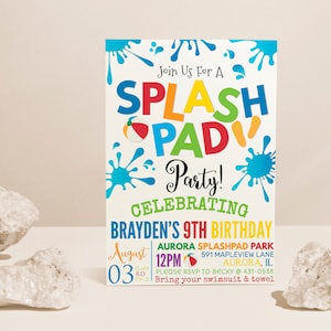 Waterslide Party Invitation, Splash Pad Invitation, Pool Party Invitation, Water Park Invitation, Splash Bash EDITABLE, INSTANT DOWNLOAD