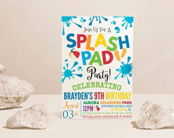 Waterslide Party Invitation, Splash Pad Invitation, Pool Party Invitation, Water Park Invitation, Splash Bash EDITABLE, INSTANT DOWNLOAD