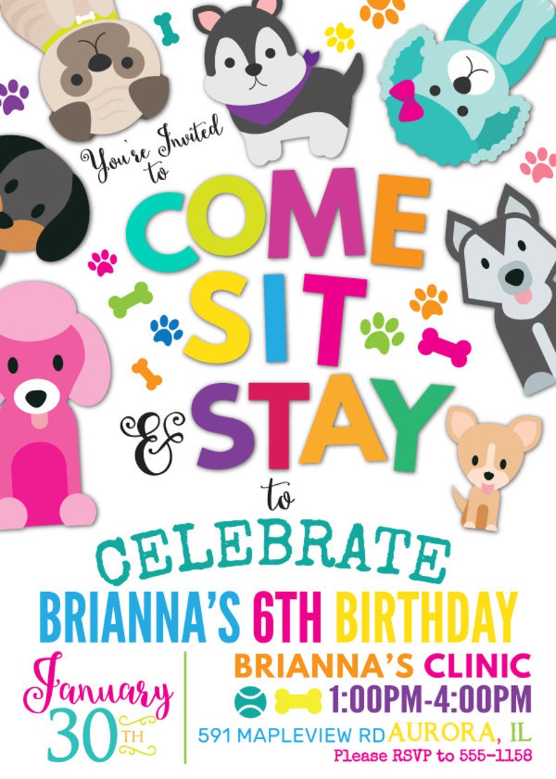 PRINTABLE Puppy Party Invitation Pet Adoption Birthday Etsy
