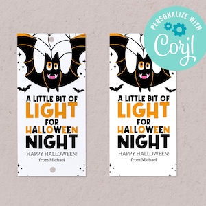 Happy Halloween-stickhouder, een beetje licht voor Halloween-nachttag, personaliseer met Corjl afdrukbare BEWERKBARE INSTANT DOWNLOAD