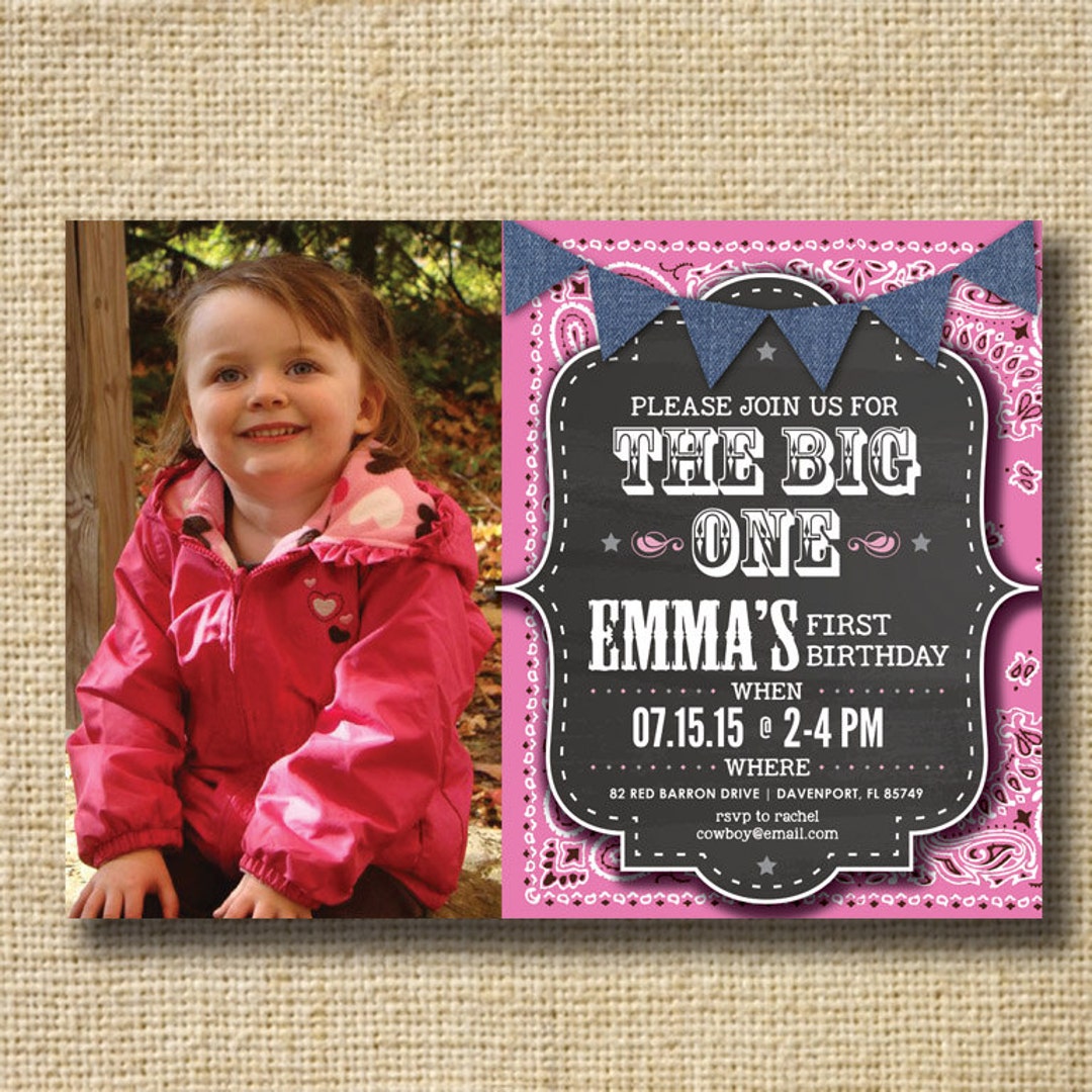 PRINTABLE Chalkboard Baby Girl First Birthday Invitation Girl Etsy